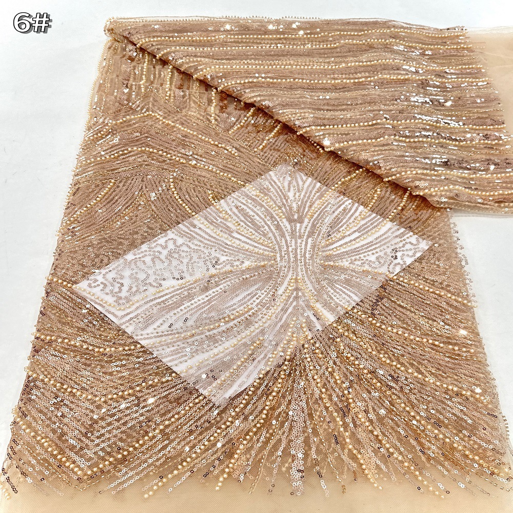 2025 nuevo punto de sequilla cuentas bordadas tela bordada vestido de boda tela de encaje vestido