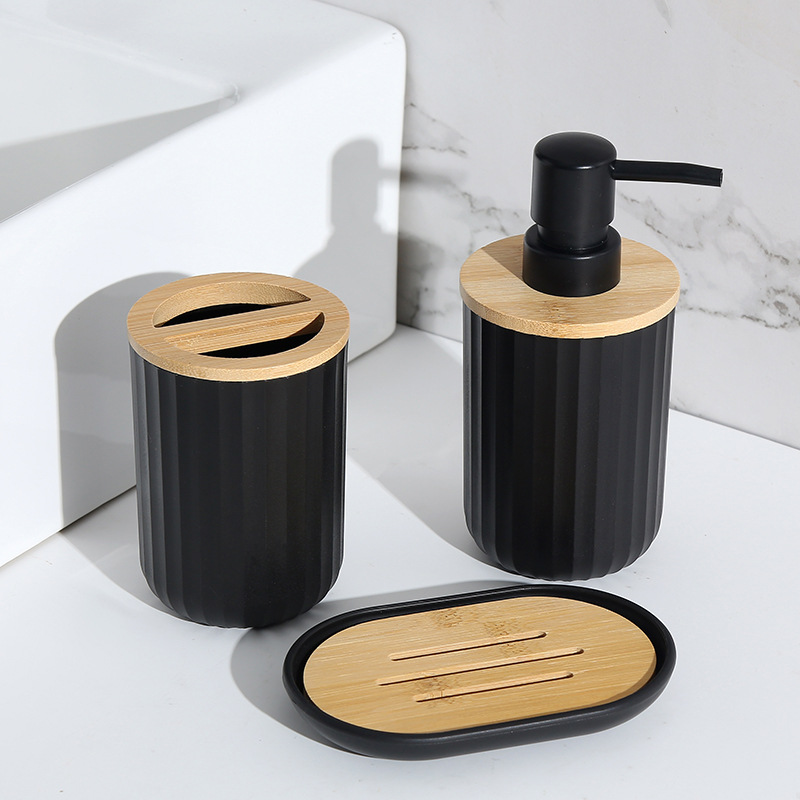 Juego de Accesorios de Baño de 7 Piezas de Plástico con Bambú para Baño image 11