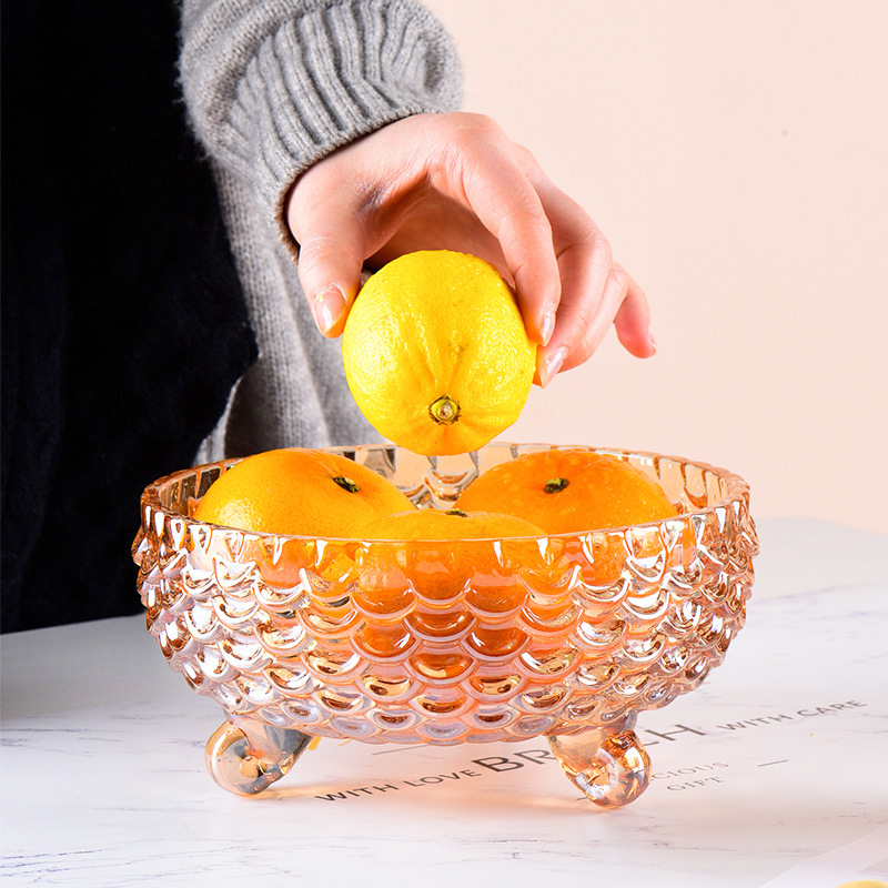 Europa creativa punto ámbar frutas de vidrio frutas bocadillos frutas secas mesa de té decoración escamas de pescado tazón al por mayor
