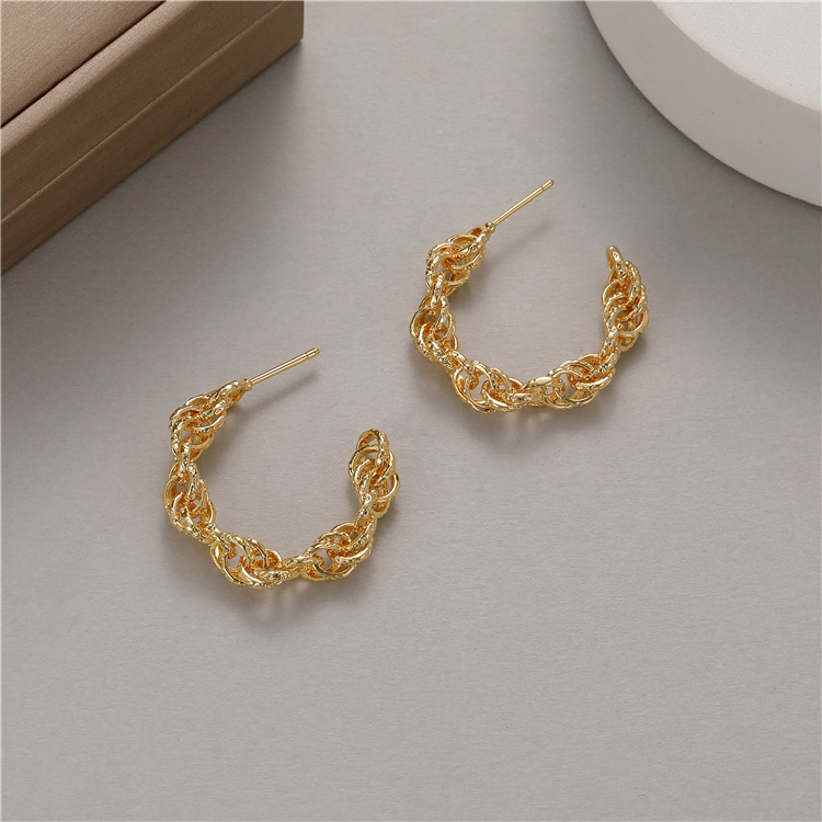 Simple Style Style 1 Pair Simple Style C Shape Plating Copper Earrings
