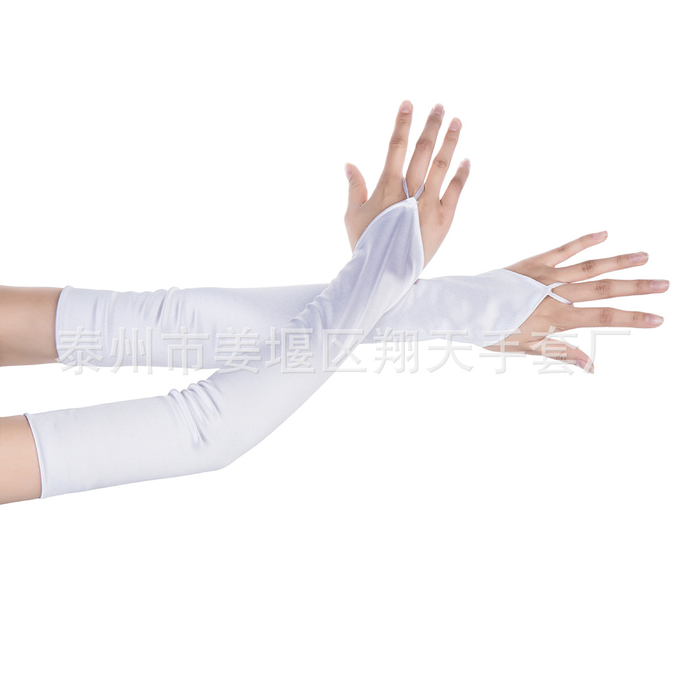 Vestido de novia guantes ropa de rendimiento multicolor gancho dedo abierto guantes largos protección solar cicatriz cubierta guantes al por mayor