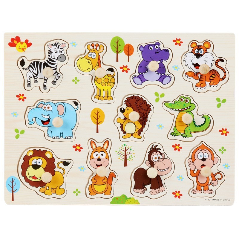 キノコの釘の手のつかみ板のパズルの子供の蒙氏の早教の木製のおもちゃのアルファベットの数字の果物の形の認知のつづり板|undefined