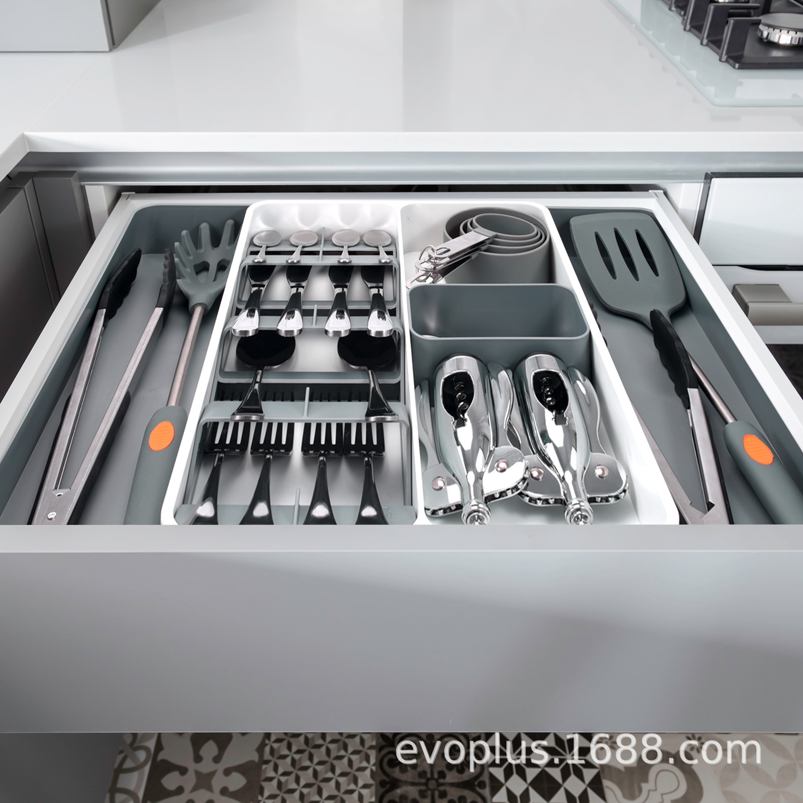 Cocina nueva cuchillo, tenedor y cuchara vajilla almacenamiento rack cocina vajilla caja de almacenamiento cajón retráctil cuchillo, tenedor y cuchara organizador rack