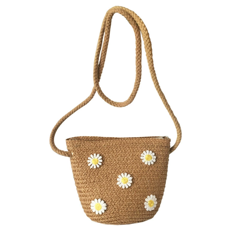 Straw Wallet Small Shoulder Bag, 14×12 cm, zipper cute crossbody pouch for men and women
