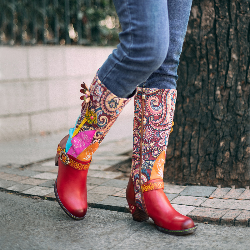 Cross-border Large Size Autumn and Winter New Casual Retro Women's Boots Knee-length Women's High-heeled Boots Cross-border Large Size Autumn and Winter New Casual Retro Women's Boots Knee-length Women's High-heeled Boots