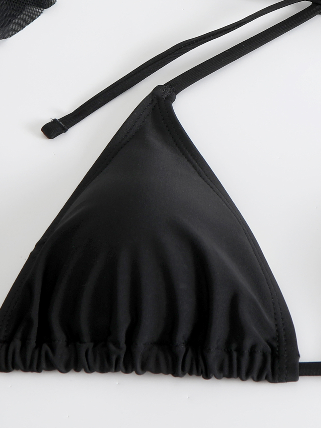 GraceChic European And American Retro Design Solid Color Lace Two-Piece Swimsuit Sexy Three-Piece Set High-End Deep V Bikini_voghion.com