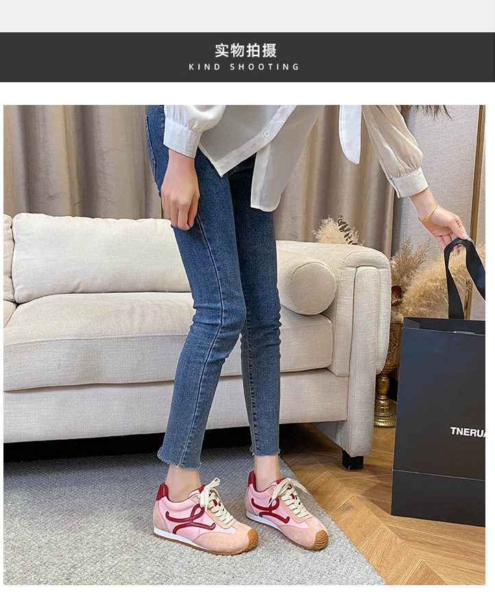 Giày sneaker nữ dáng Agandexun buộc dây tăng chiều cao bên trong 5 cm, mũi tròn, phong cách casual — Màu hồng, Màu nâu đậm, Màu xám, Màu đen chi tiết 16