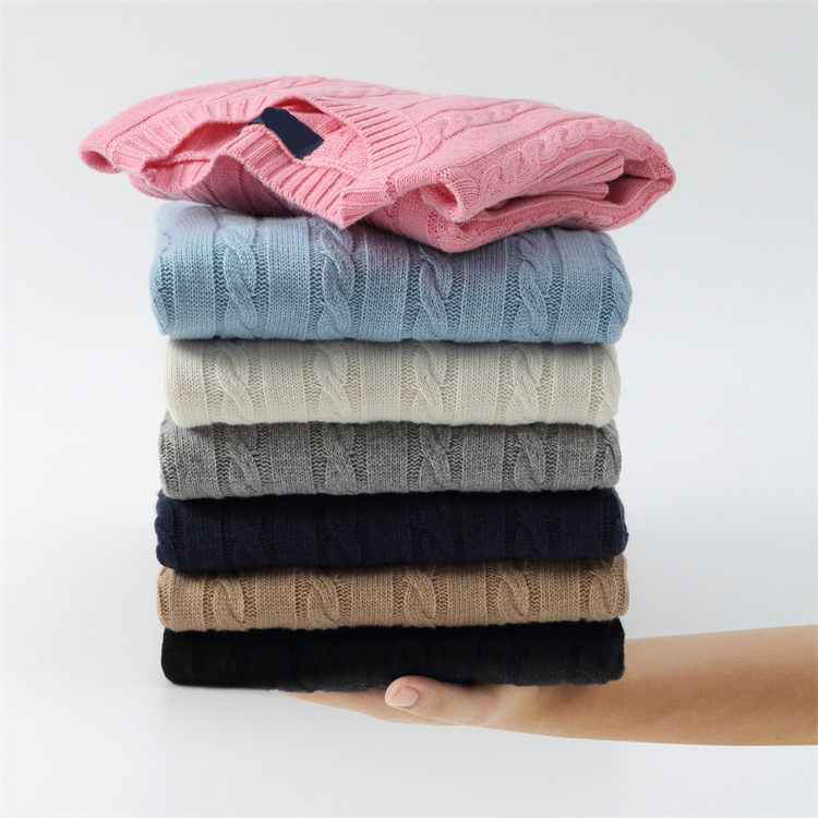 Autumn and Winter Polo Couple's Cable-Knit Sweater, Casual Pure Cotton Thickened Pullover Polo Shirt