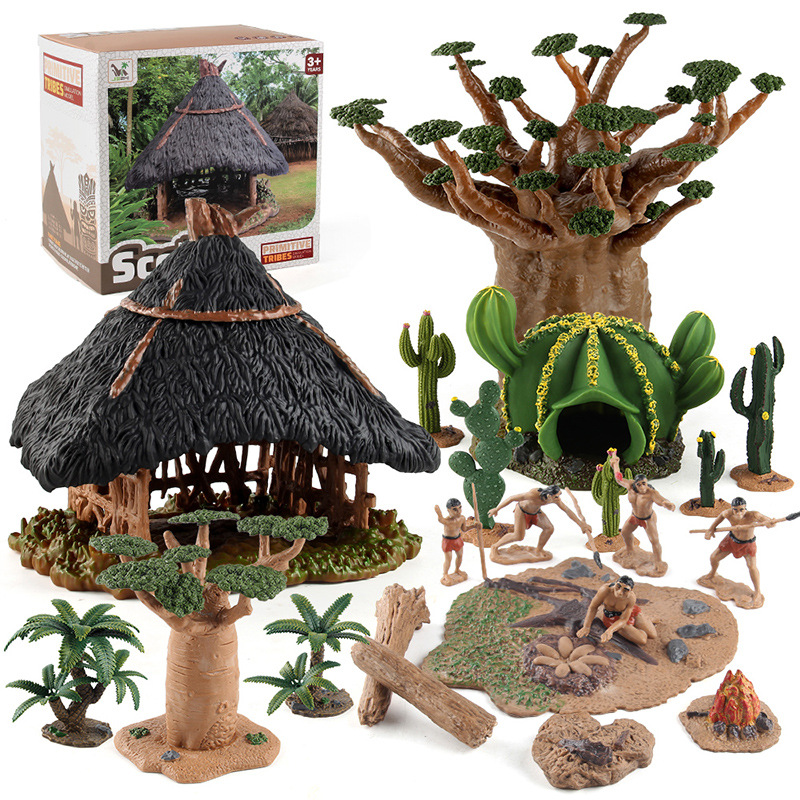 Exportación transfronteriza de plantas escenario plataforma modelo de base simulación original de paja de hombre cactus modelo de casa decoración