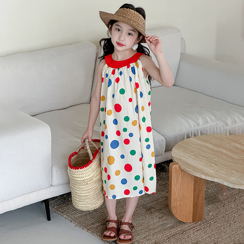 Girls Summer Suspender Dress 2025 New Kidsren's Vest Dress Fashionable Cotton Skirt Girls Summer Thin Skirt