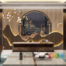 现代新中式墙纸茶室背景墙装饰禅意仿古饭店装修古色古香古典壁纸