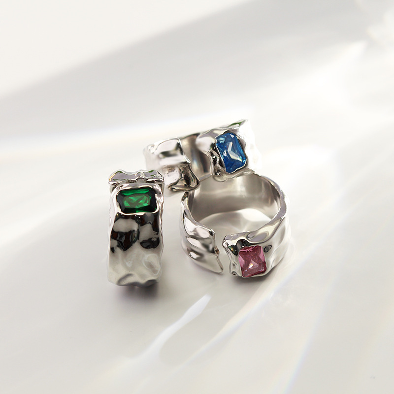 Retro Geometric Copper Plating Zircon Open Ring 1 Piece