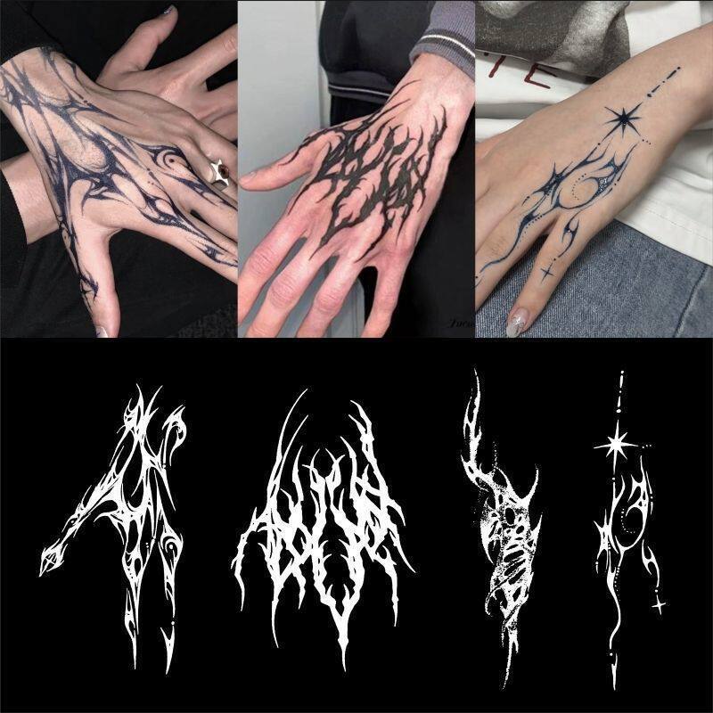 Dark Thorn Herbal Tattoo on the Back of the Hand, Waterproof, Long-Lasting, Cyberpunk Style, Realistic Tattoo for Men and Women on the Arm Dark Thorn Herbal Tattoo on the Back of the Hand, Waterproof, Long-Lasting, Cyberpunk Style, Realistic Tattoo for Men and Women on the Arm