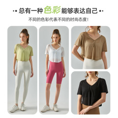 Summer yoga wear cover-up women's thin breathable sports short-sleeved slimming fitness top yoga T-shirt cover-up outer wear