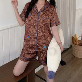 冰雪丝春夏季新款睡衣女简约休闲短袖短裤舒适薄款宽松家居服套装