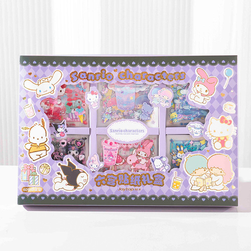 Yuemu Sanrio stickers six-square gift box sticker set student cute cartoon handbook diy decorative stickers