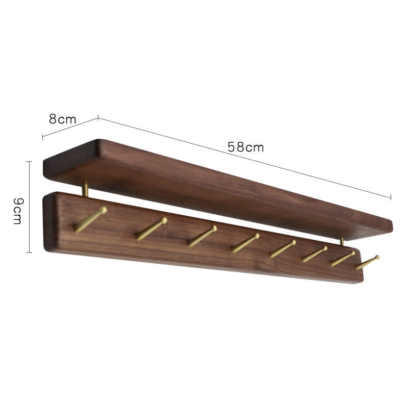 Fábrica directa sin perforación gancho de ropa de nuez negra puerta de entrada gancho de llave de pared almacena gorras de ropa de puerta image 23