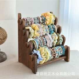 复古木质饰品五层展示架手镯手串摆摊夜市梯形置物架首饰收纳木架