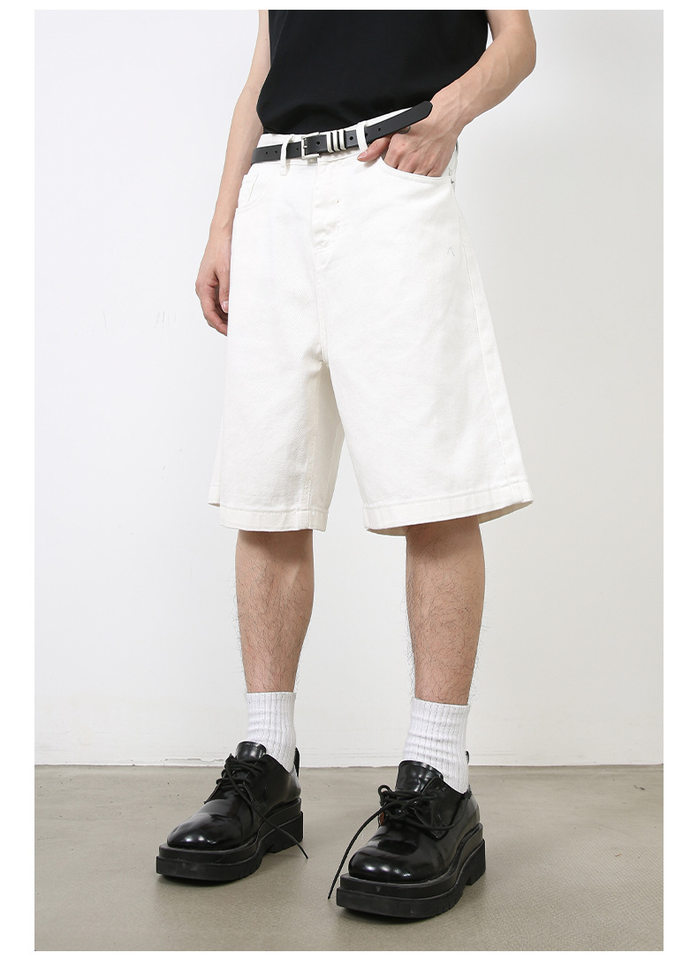 Quần short nam denim họa tiết rằn ri phong cách công sở đi biển — Màu trắng, Màu đen, Màu đất gỉ sét, Ngụy trang màu mơ chi tiết 22