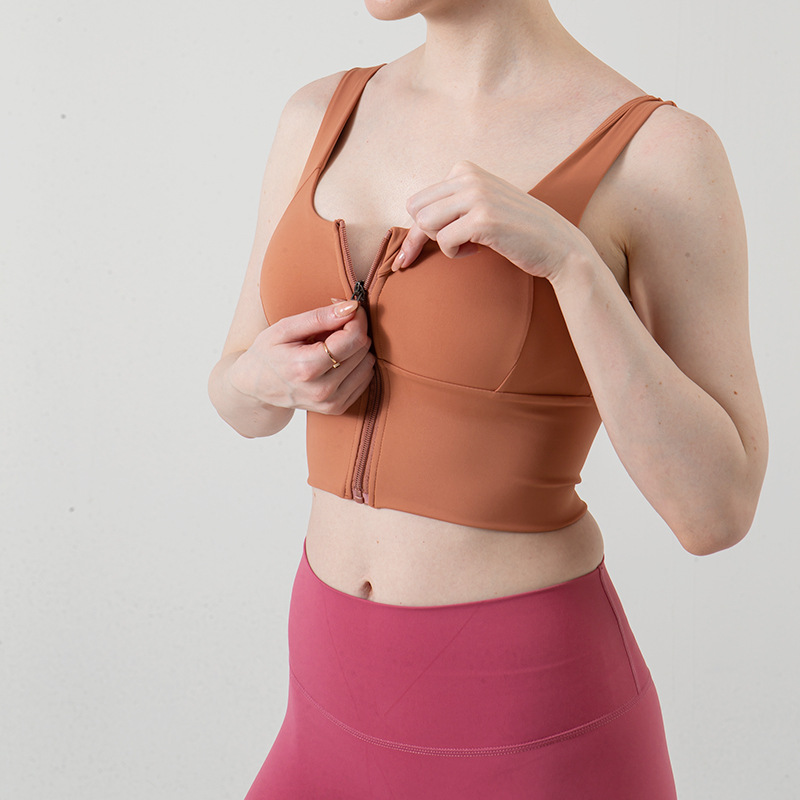 刘畊宏女孩推荐欧美拉链美背运动内衣女防震跑步聚拢健身瑜伽文胸
