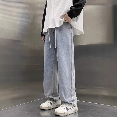 National Trend Loose Straight Leg Wide Leg Relaxed Straight Jeans for Men and Women High Street Fashion Streetwear Pants