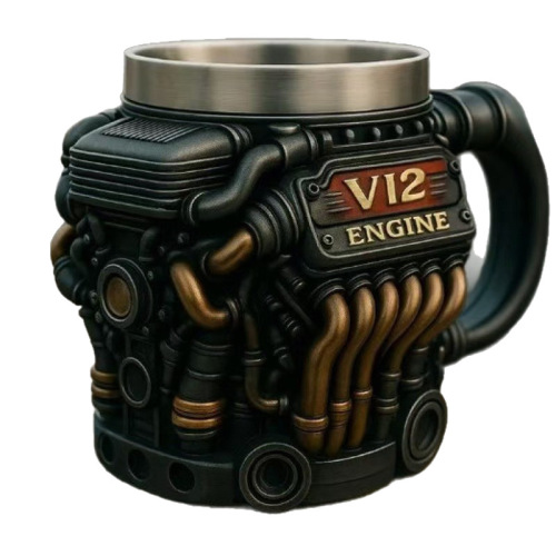 New Product F1 Engine Resin with Inner Chamber Mugs Simple Personality Mechanical Engine V12 Engine Cups