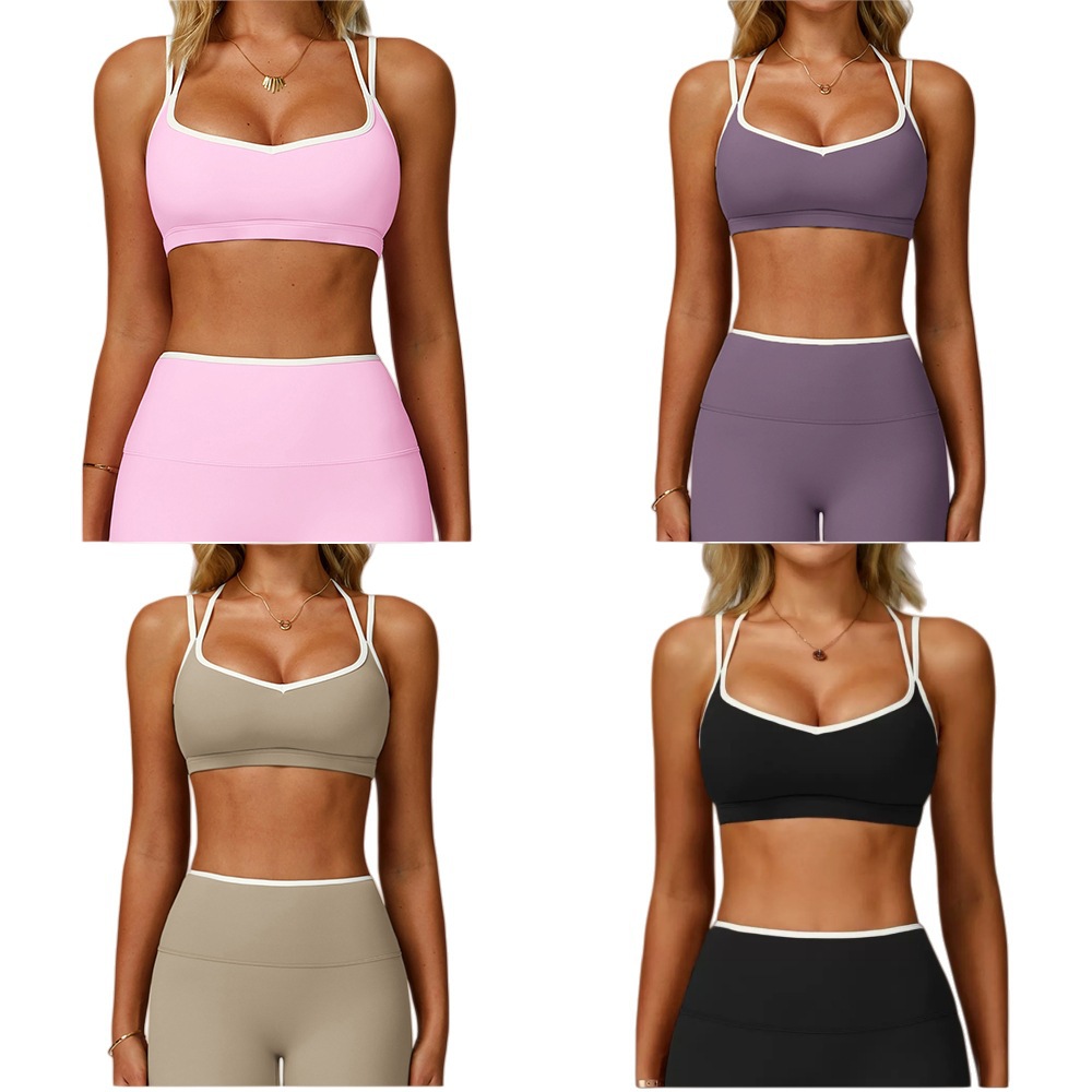 Lu transfronteriza Europa y América color de colgante de ropa interior deportiva pantalones cortos set de yoga set de ropa de fitness