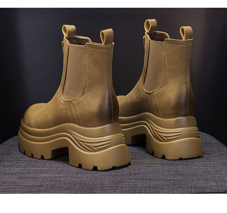 Boot Martin đế dày tăng chiều cao nữ phong cách Anh dáng ống khói — M2671-1 vàng lót nhung, M2671 một lớp màu đen, M2671 kaki một lớp bên trong, M2671-1 màu đen lót nhung chi tiết 30