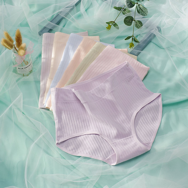 Ropa interior de mujer al por mayor 40 ropa interior de mujer de algodón peinado color sólido alto punto de algodón elástico de cintura alta más ropa interior de mujer de algodón de tamaño