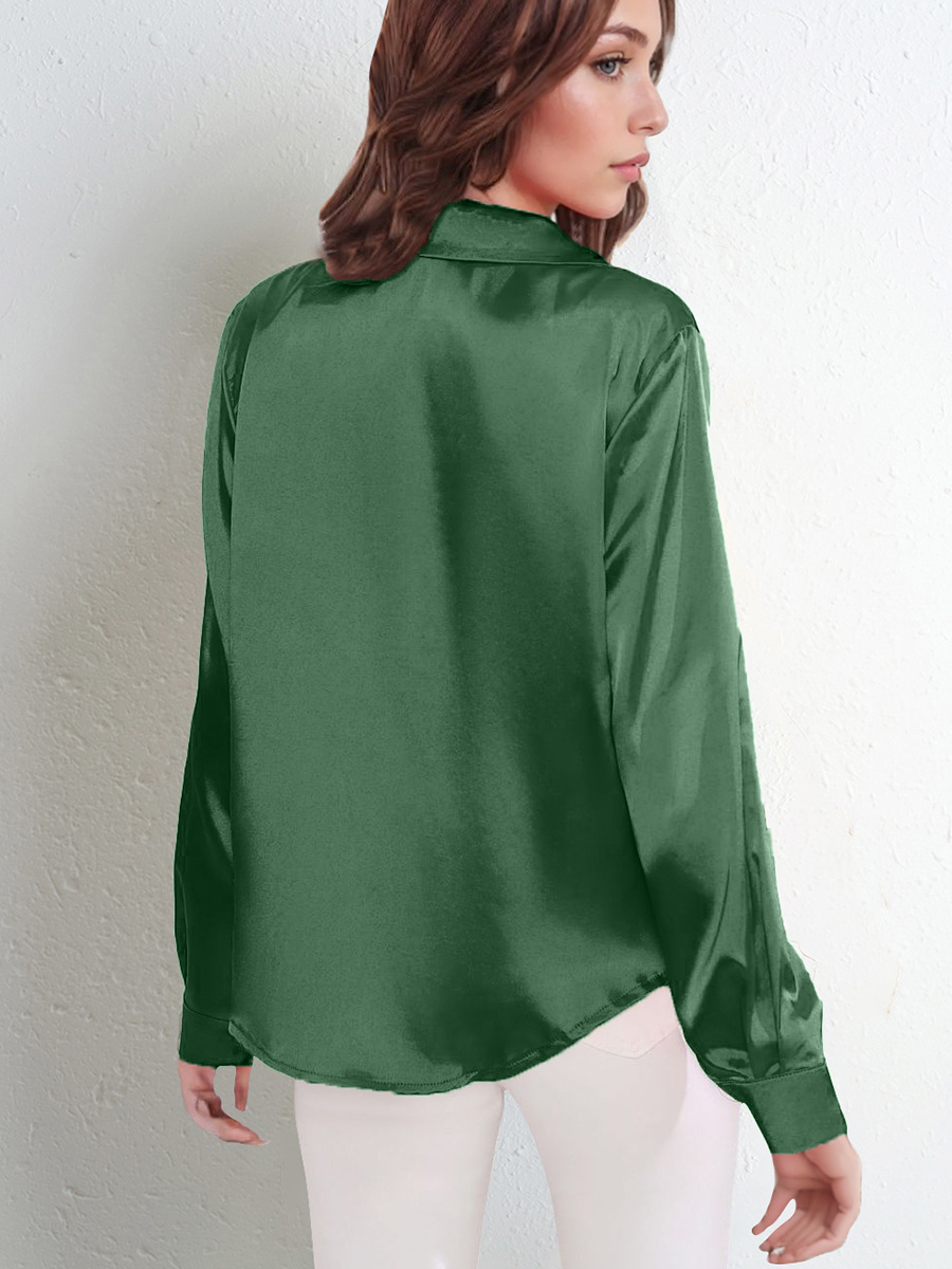 Popular traje de tiro real camisa de satén de las mujeres camisa de manga larga de seda artificial nueva ropa de mujer transfronteriza europea y americana