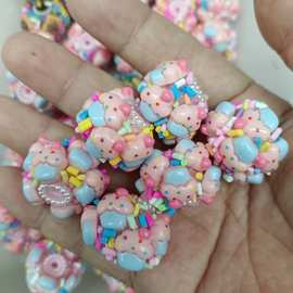 个性彩虹条贴冰淇淋重工珠 DIY手工串散珠串笔钥匙链饰品配件花球