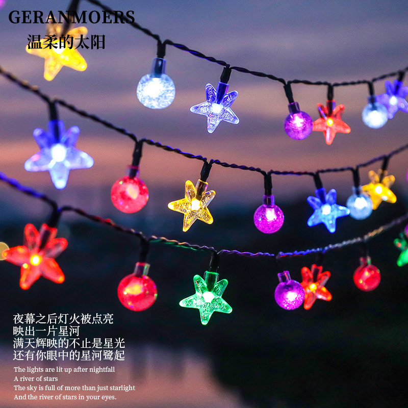 String de lámparas de estrellas LED lámpara solar de jardín de color al aire libre impermeable luz de atmósfera de árboles colgantes de estrellas de color luz de atmósfera