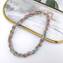 亚马逊速卖通欧美跨境小众设计多巴胺彩色串珠短款项链Necklace