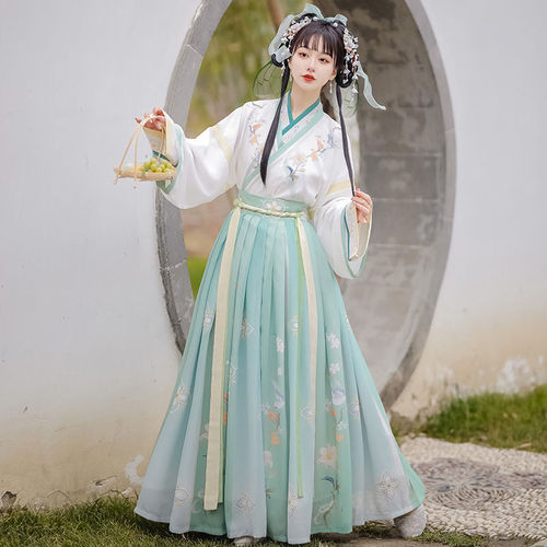 Tang Dynasty Hanfu Green Fairy dress for women wei system three-piece hanfu female antique/collar waist Ru paragraphs skirt ancient tide hanfu