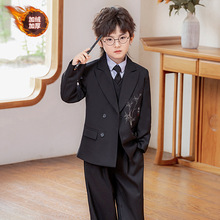 儿童新中式西装礼服国风竹子刺绣西服男童周岁花童主持演出服套装