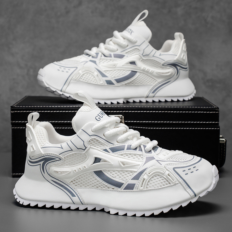 2025夏季新款透气拼色厚底增高老爹鞋时尚百搭轻便运动休闲潮男鞋