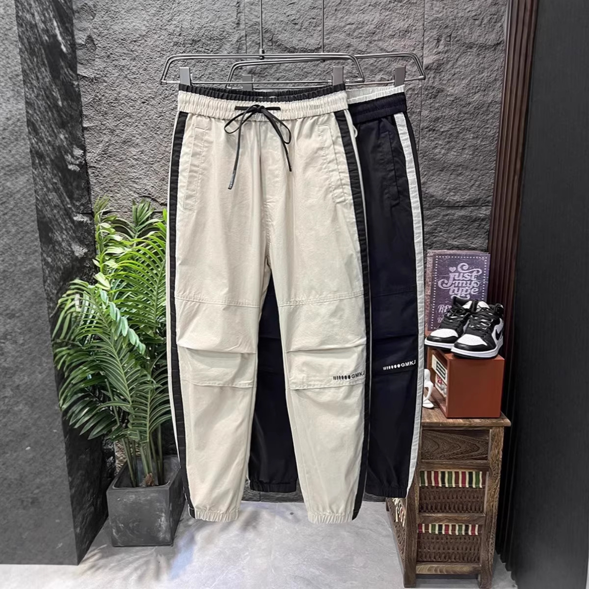 2024 New Slim-Fit Men's Casual Pants Korean Style Trendy Brand Stylish Versatile Black Streetwear Men's Pants