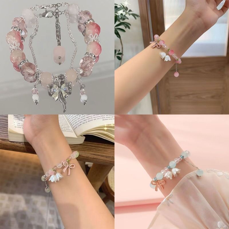 彩色珠超仙蝴蝶串珠手链轻奢小众清新学生闺蜜手串甜美手链|undefined