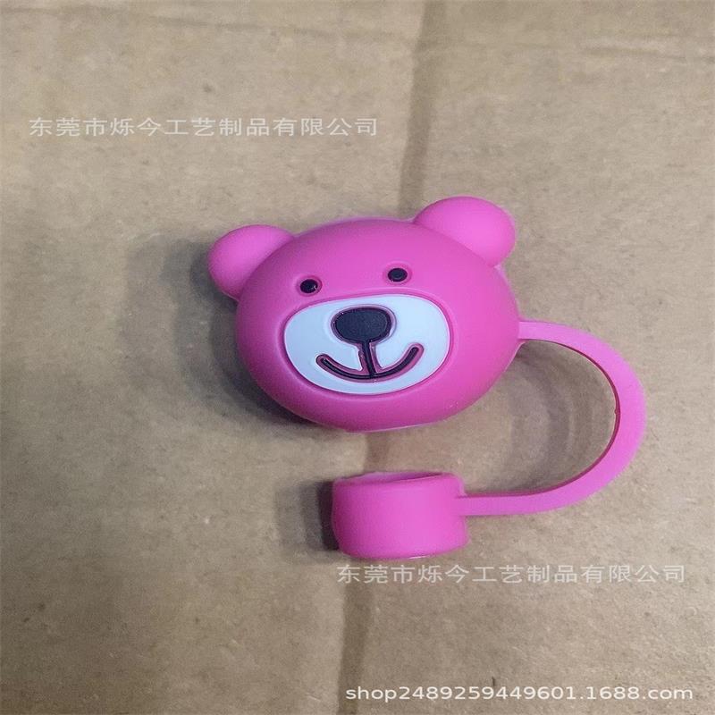 Cubierta de paja a prueba de polvo Enchufe de paja rojo neto transfronterizo linda chica tapa de paja de silicona cubierta de paja de té de leche de calidad alimentaria