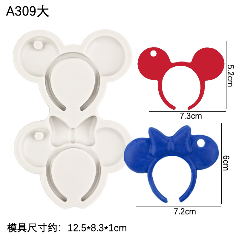 Dos piezas de Mickey horquilla molde de silicona arcilla cerámica suave accesorios de epoxi accesorios de fabricación de llaveros