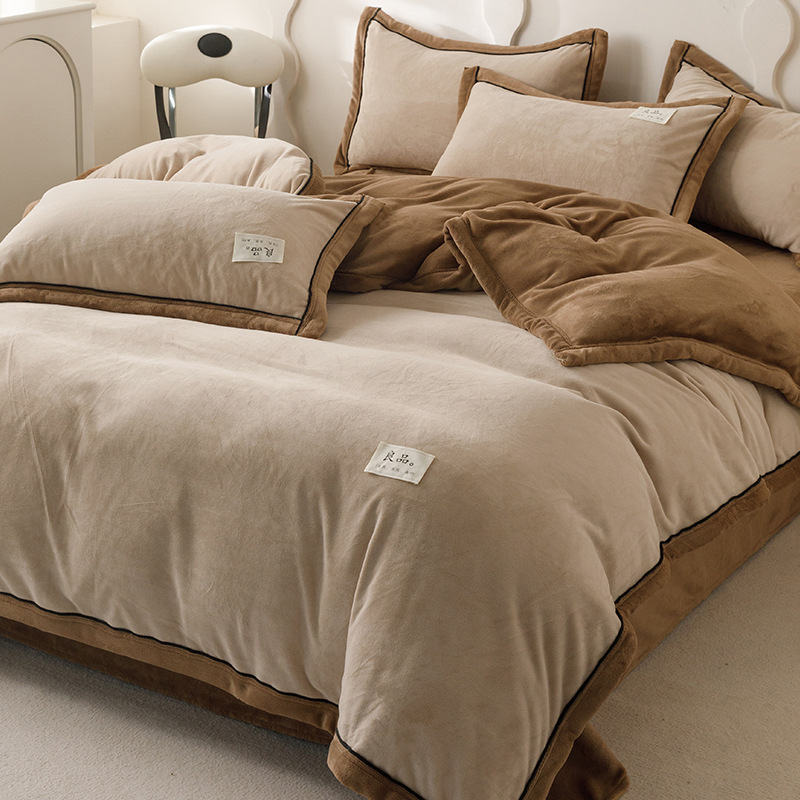 Invierno leche de peluche cubierta de edredón de brida de doble cara 150x200x230cm edredón de coral simple