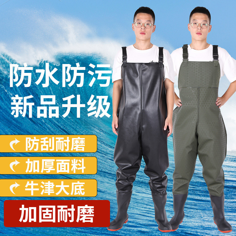 Water-Resistant Pants Half-Length Rain Pants Waterproof Clothing Men's Fishing Jumpsuit Full-Body Fishing Waders Pants Thickened Rain Boots