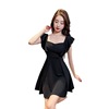 Slim wooden ear edge V-neck large hem dress