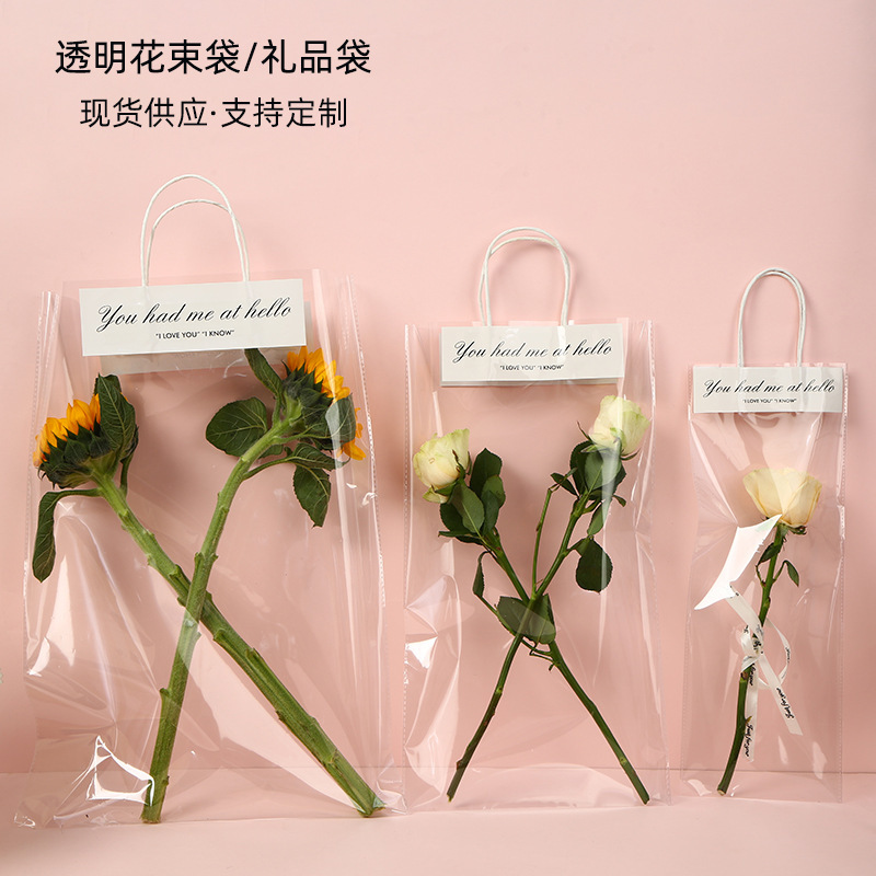 Ins Style Flower Handbag Teacher's Day Flower Shop Bouquet Packaging Bag Rose Single Flower Packaging Bag