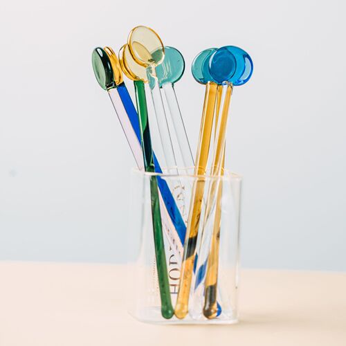 Japanese heat-resistant glass stirring stick coffee juice blender stirring milk powder artifact long-handled household dessert spoon