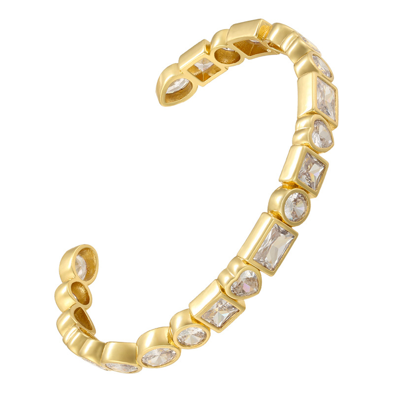 Cute Square Copper Inlay Rhinestones Bangle 1 Piece