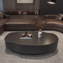 岩板芒果茶几意式客厅圆形家用现代简约户型轻奢高级极简茶桌组合