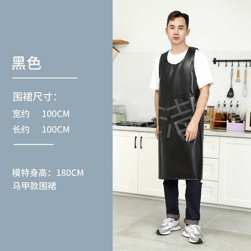 Chaleco delantal material de cuero PU impermeable a prueba de aceite ropa de trabajo antisucio cocina comedor logo delantal personalizado especial