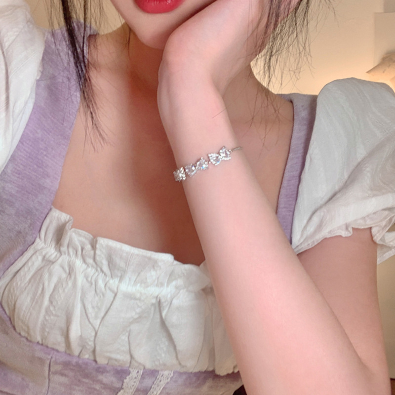 锆石蝴蝶结拼接手链个性时尚轻奢设计手串优雅百搭高级感手环批发详情2
