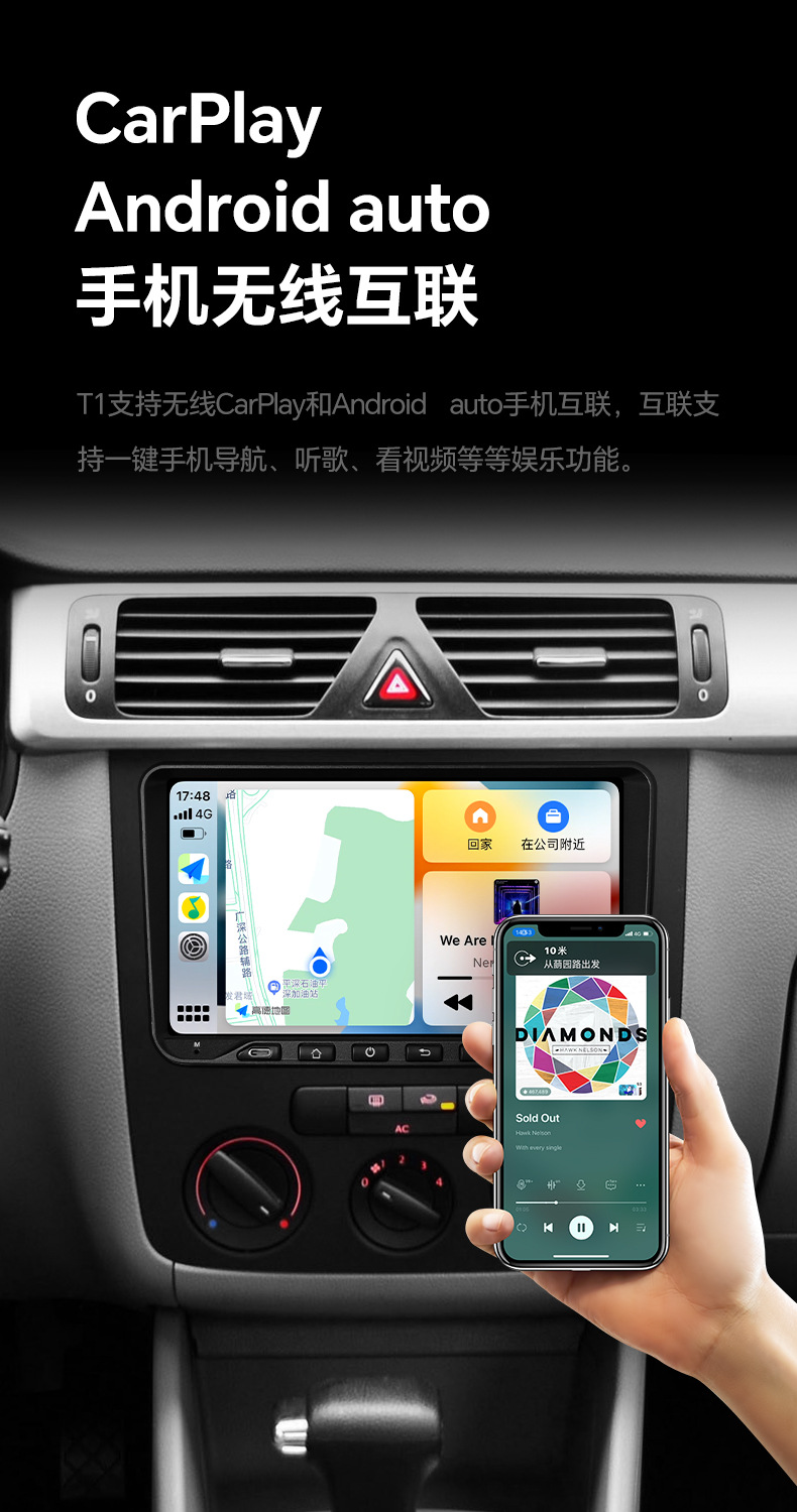 Suitable for 9inch Volkswagen Typec Button Car Gps Smart Navigation Central Control Carplay All-In-One Device